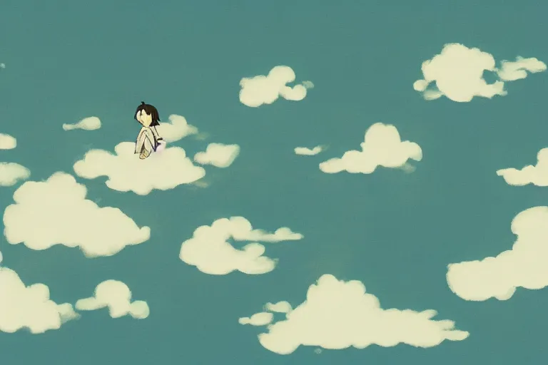 Image similar to clouds in the style of studio ghibli and makoto shinkai