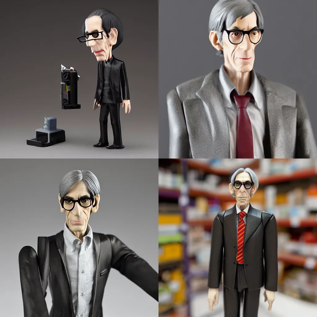 Prompt: nenodroid figure of richard belzer, product photography