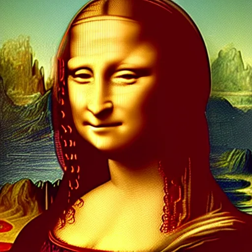 Image similar to mona lisa in style of cyber punk