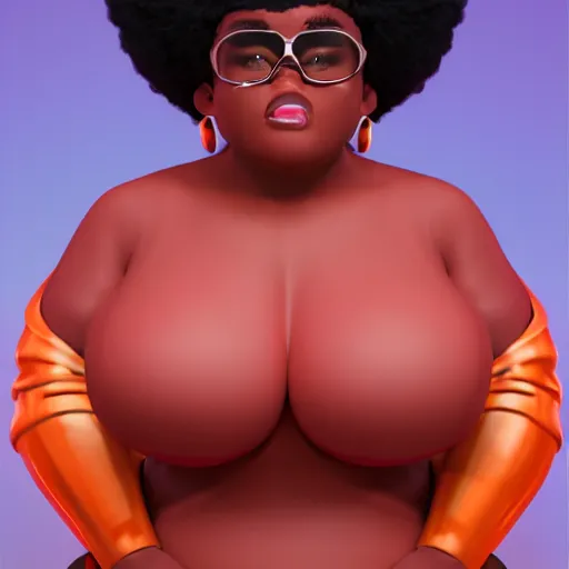 Image similar to high quality still of black bbw woman, 3d, in the style of pixar, comic book style, gym, highly detailed, 16k resolution, octane renderer, coherent