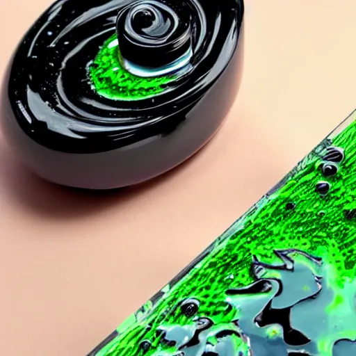 Image similar to ferrofluid slime girl playing with magnets