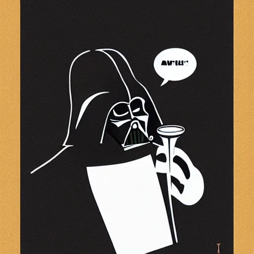 Prompt: Darth Vader drinking tea