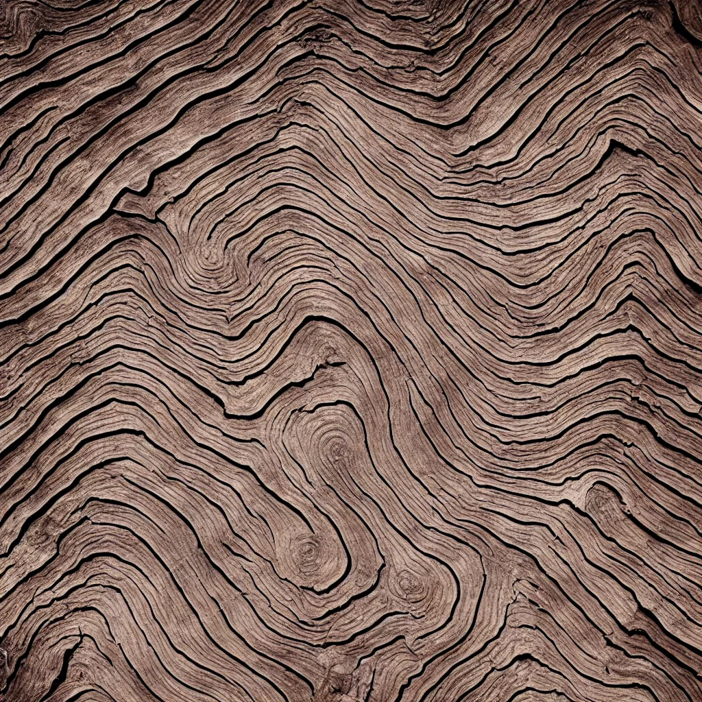 Image similar to old wood wrinkled surface texture, mountain terrain photo from above