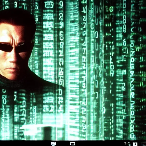 Image similar to a screenshot of arnold schwarzenegger in the matrix