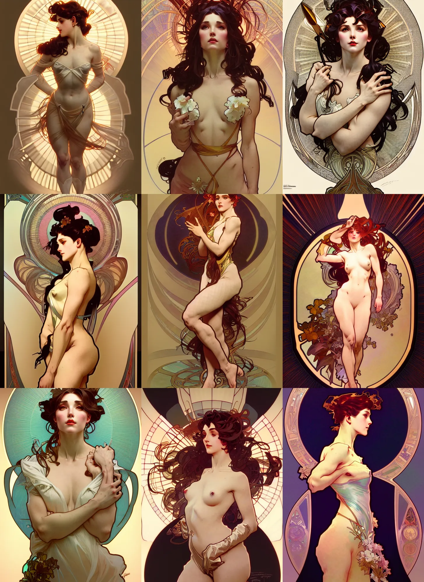 Prompt: digital concept art by artgerm and alphonse mucha. just one lonely namilia attctive showgirl!! full body!! contour light effect!! 8 k, stage light. octane render. sharp edge. ultra clear detailed