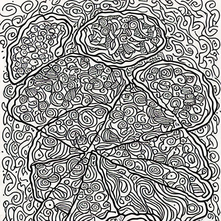 Image similar to pizza:: zentangle! art, ink illustration :: explosion of colors