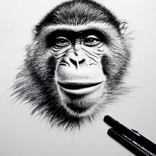 Image similar to monkey, Ballpoint pen art