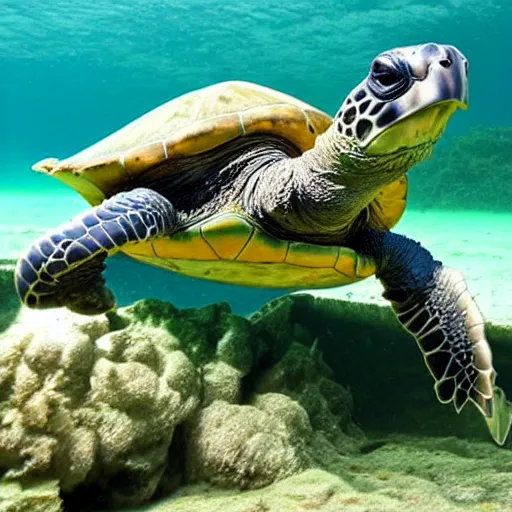 Image similar to turtle saluting underwater