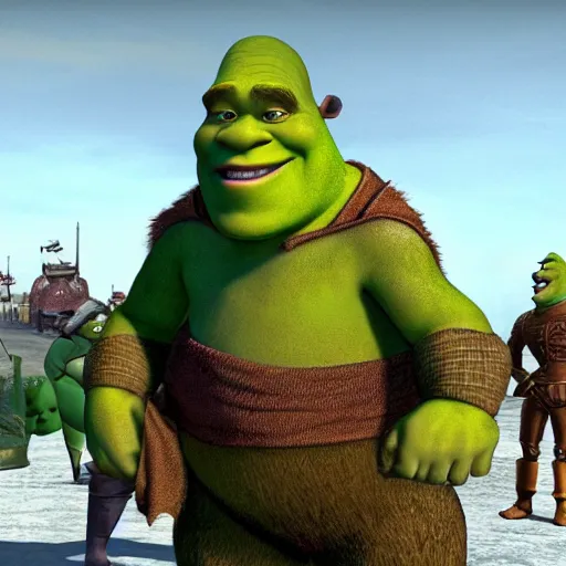 Prompt: Shrek in the Normandy landing