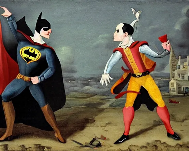 Image similar to a 1 6 0 0 s painting of batman