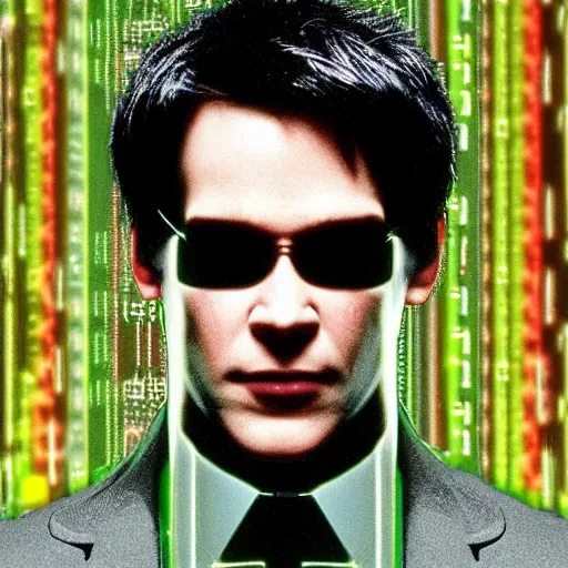Prompt: plug on Neo\'s neck for logging into the matrix