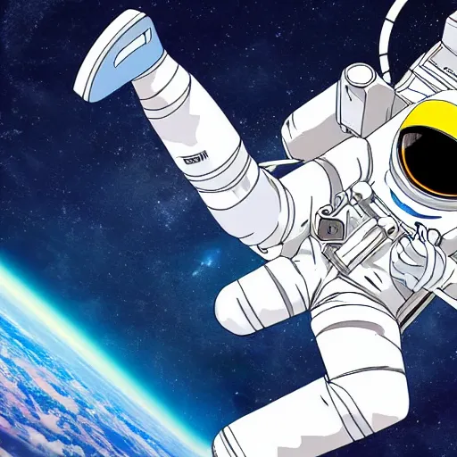 Prompt: astronaut floating in space, anime, starts in backgroud