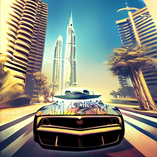 Image similar to gta : dubai, by andree wallin