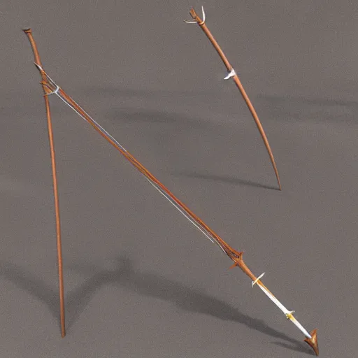 Image similar to complex 3 d model of a medieval bow and arrow