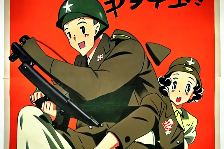 Image similar to 1940s, war, anime, poster, subaru