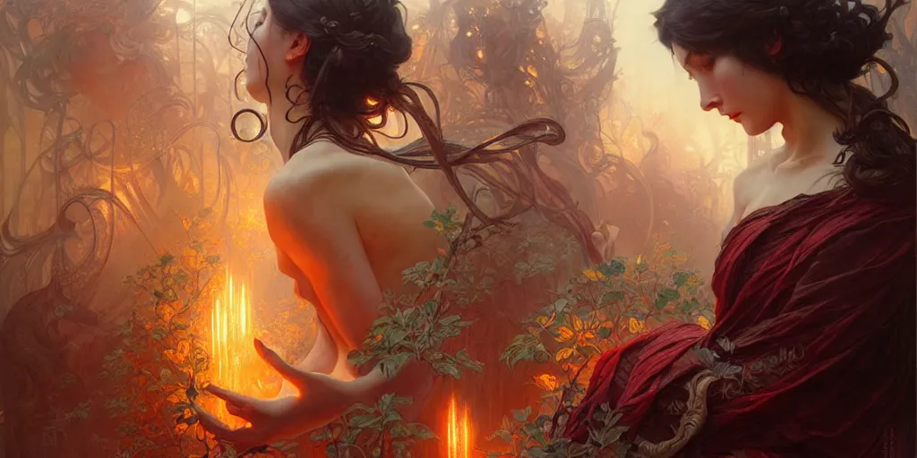 Prompt: a beautiful illustration of hell, intricate, sharp focus, illustration, highly detailed, digital painting, concept art, matte, art by wlop and artgerm and greg rutkowski and alphonse mucha, masterpiece