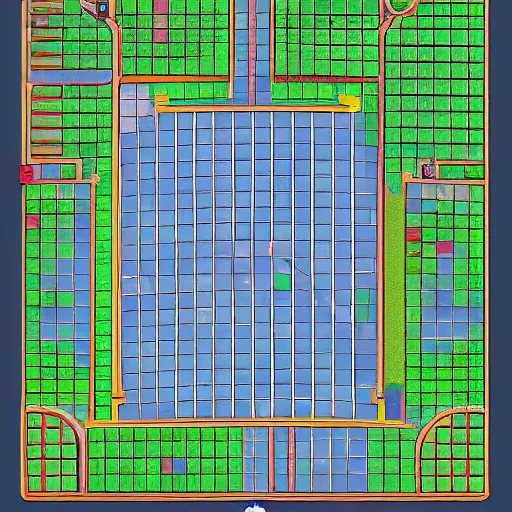 Prompt: city square d & d map, grid, fantasy, flat