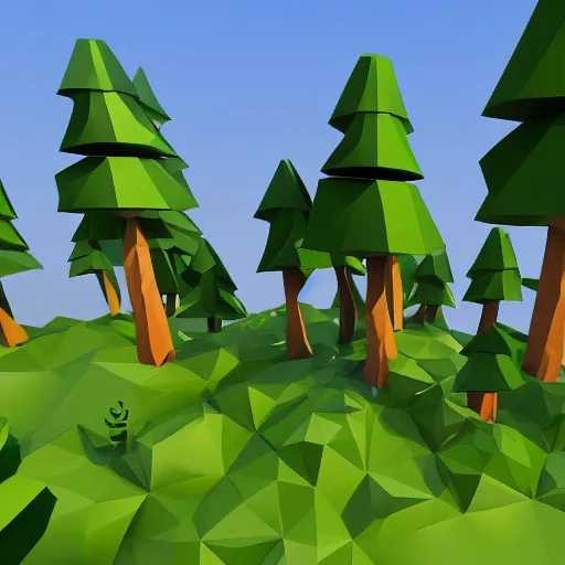 Image similar to a forest of 3d low poly trees