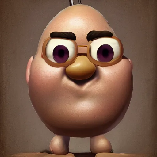 Image similar to teteaclaquestv mr potato head caricature, artgem, digital painting, color painting, hyperrealistic, concept art, oil painting, masterpiece, concept art, trending on deviantart, realistic and detailed face, highly detailed, high quality, 8 k, soft lighting, fancy colors, fantasy, cinematic, high coherence