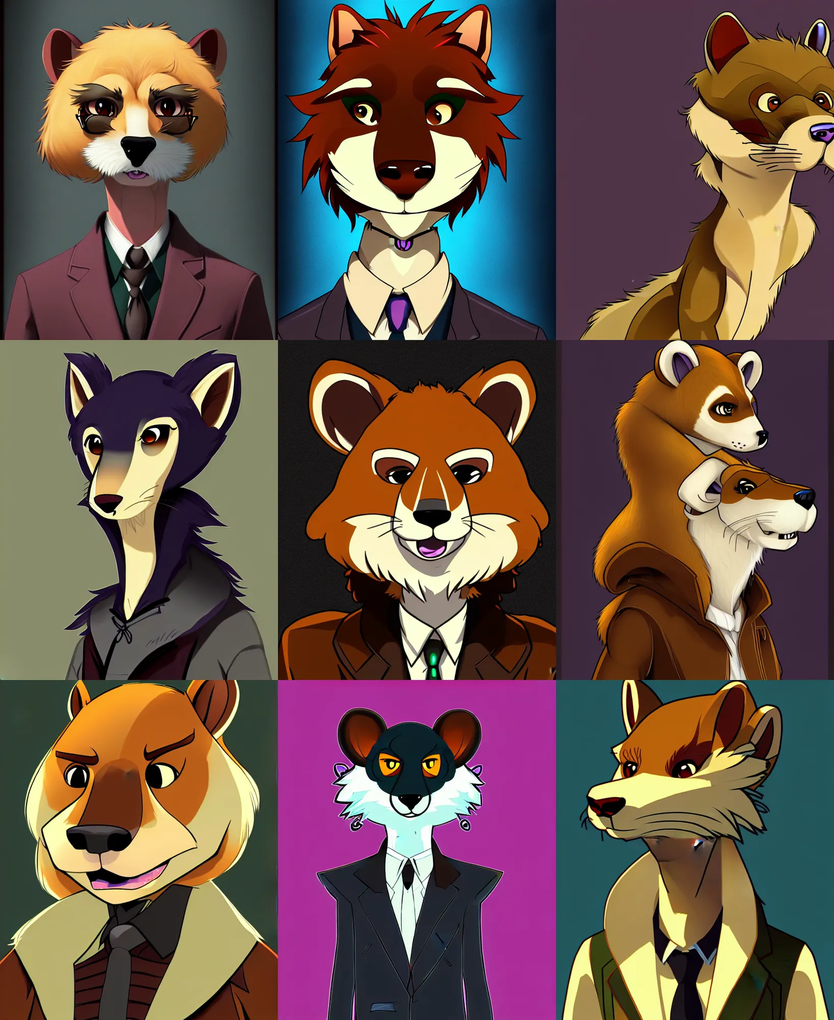 Image similar to furry - weasel - detective - fursona uhd ue 5 visual novel pc game expression art portrait