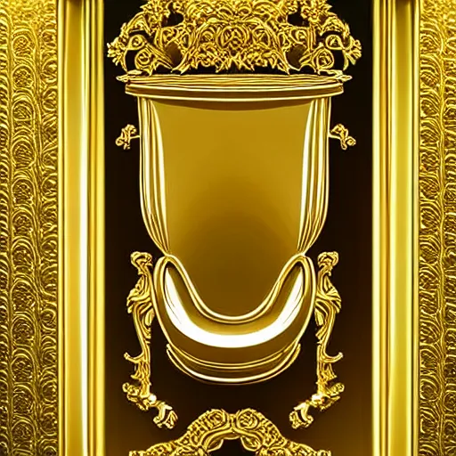 Image similar to a toilet made from solid gold. highly detailed, ornate, photorealistic