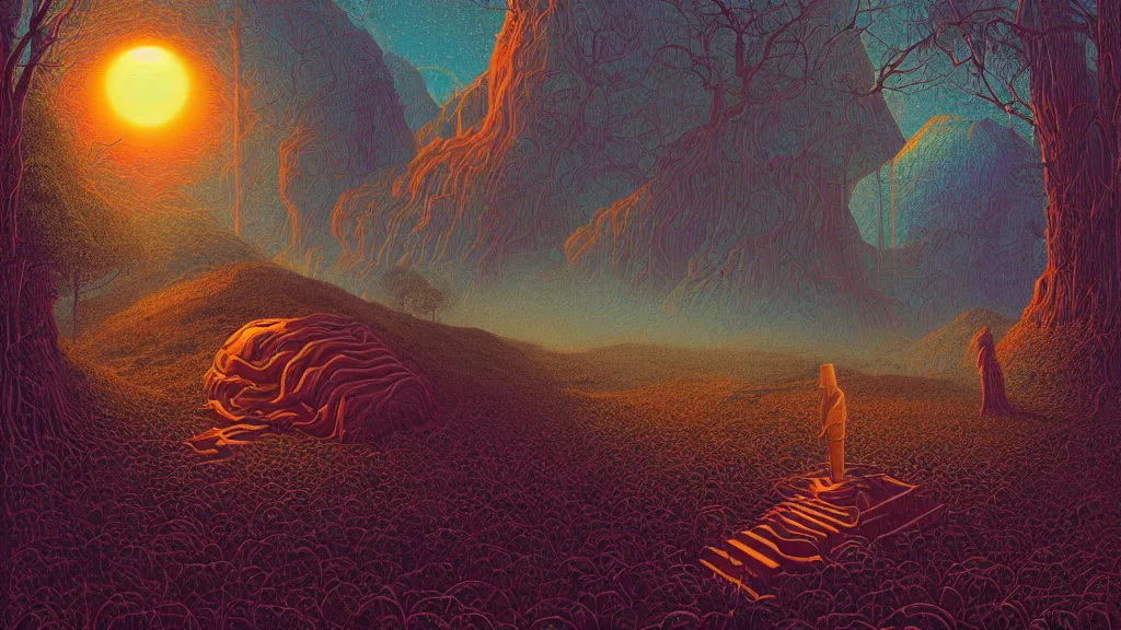 Image similar to lost in the other side of nowhere, digital painting. dreaming latent space. casey weldon. digital render. dan mumford. surrealism. tim white. retro. bruce pennington.