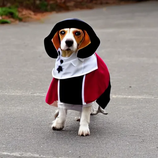 Image similar to a beagle dressed as a wizard