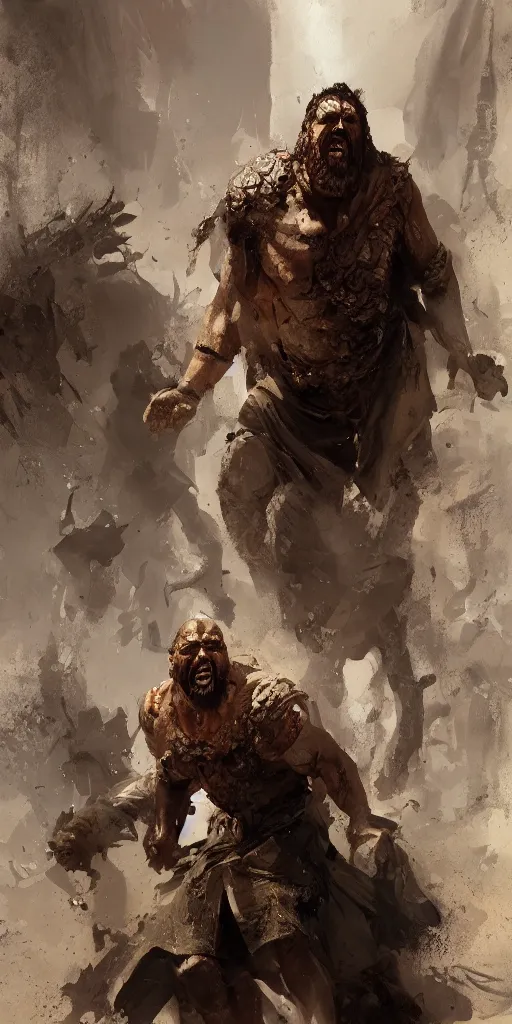 Prompt: full body master Portrait of the ancient historical biblical SNARLING ANGRYING YELLING, jealous king Saul of Israel by craig mullins and marc simonetti, ARTSTATION, cgsociety, polycount, character design, CINEMATIC, AWE INSPIRING, BEAUTIFUL, ART GERM