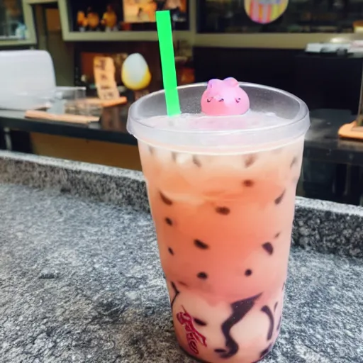 Prompt: Blobfish bubble tea