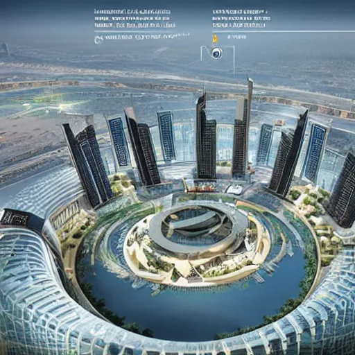 Image similar to arch vis of dubai city of the future named toilet land