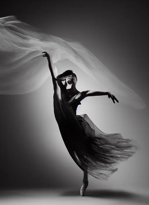 Image similar to a Photorealistic dramatic hyperrealistic render of a glamorous beautiful Female smoke dancer by Ken Brower and Deborah Ory of NYC Dance project,Lois Greenfield,Flowing cloth and smoke,Beautiful dynamic dramatic dark moody lighting,volumetric,shadows,cinematic atmosphere,Octane render,8K