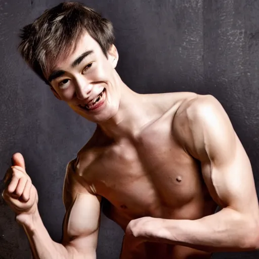 Prompt: jacob collier muscular oily