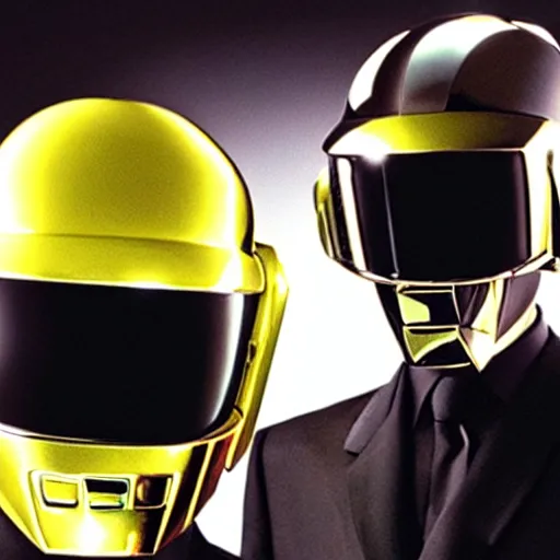 Image similar to daft punk wearing cool cyber helmets