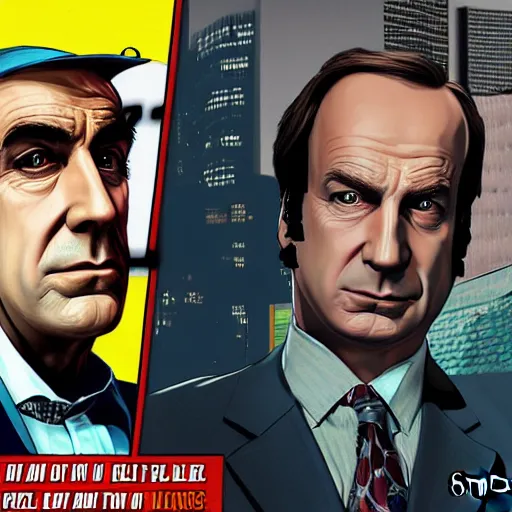 Image similar to Saul Goodman in GTA V, cover art by Stephen Bliss,