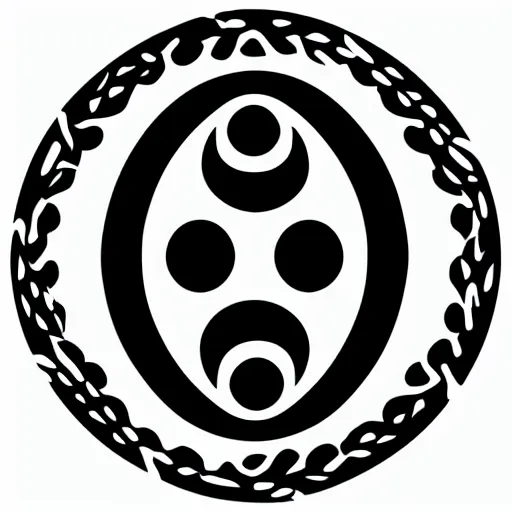 Image similar to the yin yang symbol, vector image, black and white