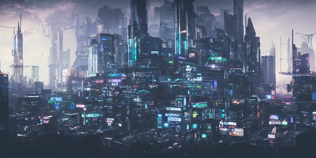 Prompt: outskirts of london, cyberpunk