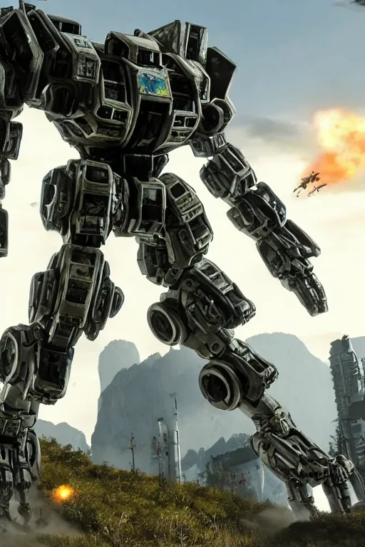 Image similar to cinematic still in mechwarrior _ 2, intricate ornate humanoid mecha warrior,