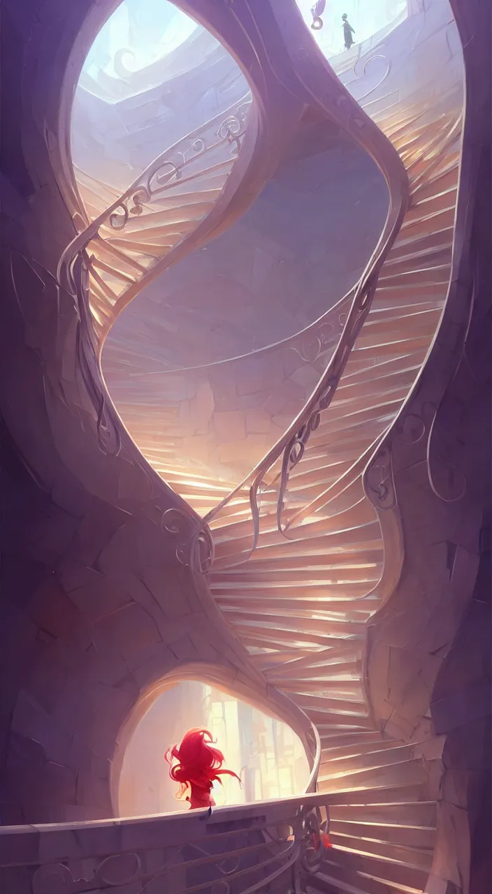 Image similar to incredible, mindblowing, never - ending swirling staircases, in marble incrusted of legends official fanart behance hd by jesper ejsing, by rhads, makoto shinkai and lois van baarle, ilya kuvshinov, rossdraws global illumination