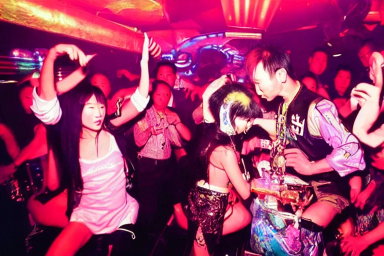 Prompt: a middle aged chinese dj in a nightclub. by david lachapelle