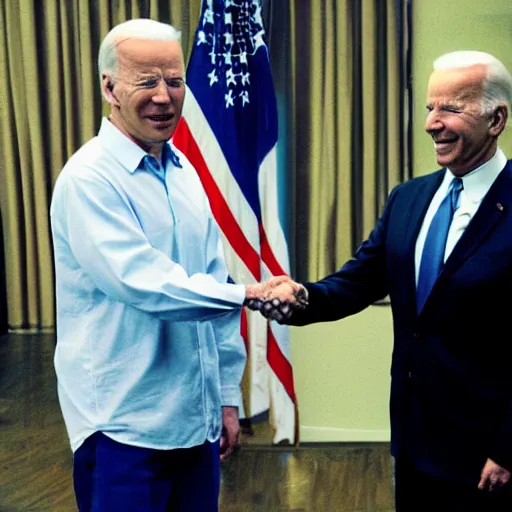 Image similar to Walter White shaking hands with Joe Biden