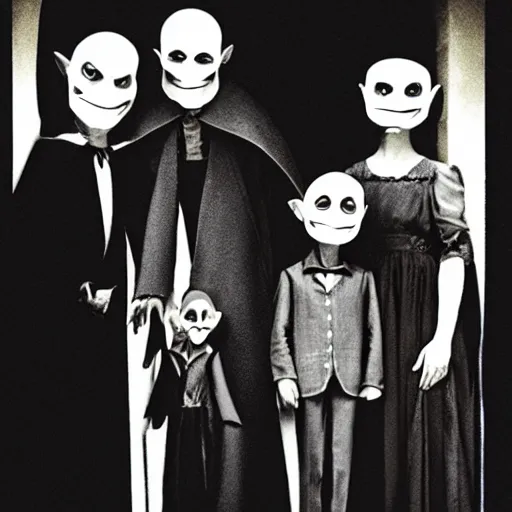Prompt: nosferatu family photo