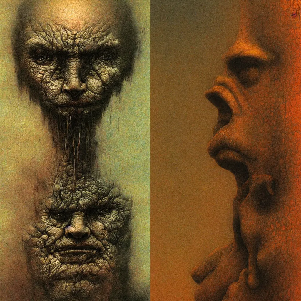 Prompt: detailed close up of god by beksinski