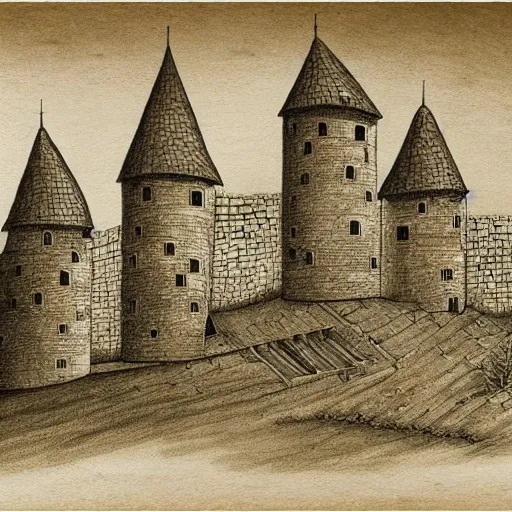 Image similar to wimmelbilder drawing of a medieval castle, highly detailed, high quality, high resolution