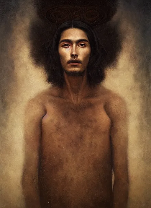 Prompt: portrait of a magical mexican boy in zacatecas mexico by agostino arrivabene and tom bagshaw and manuel sanjulian