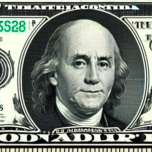 Image similar to a dollar bill with bill murrays face on it