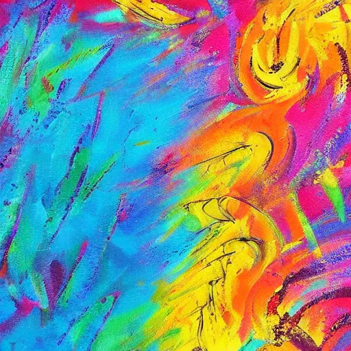 Image similar to you make me feel like dancing dance. spread wings. heart. flight. colorful. beautiful. impasto. texture