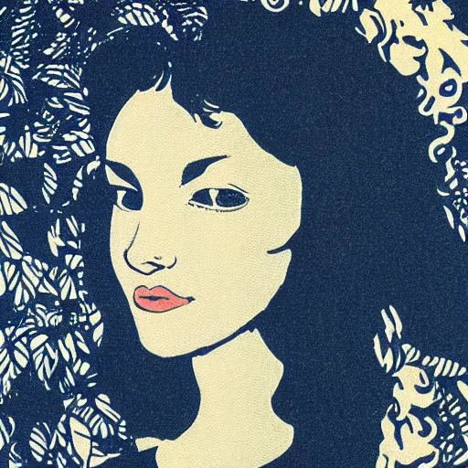 Image similar to a risograph of a beautiful woman