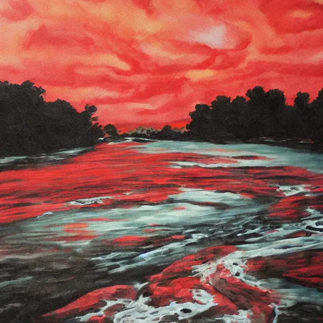 Prompt: bloody river painting