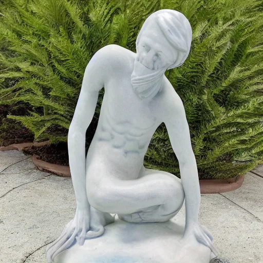 Prompt: squid - ward marble statue