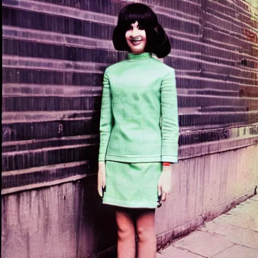 Image similar to mod woman, 6 0 s mod, fashionable mod, miniskirt, moptop, 1 9 6 0 s united kingdom, liverpool, union jack